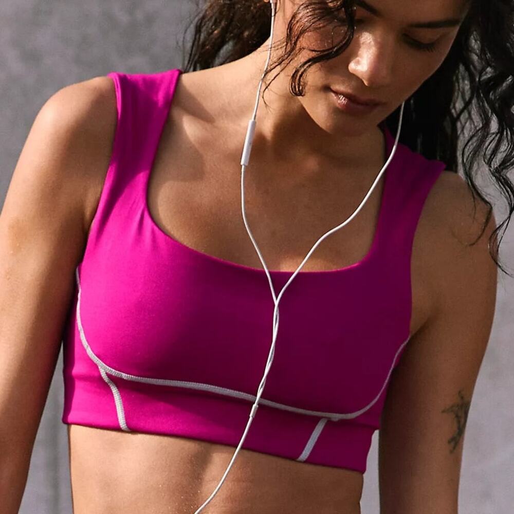 Free People Movement FP You're A Peach Berry Blitz Square Neck Sports Bra Small